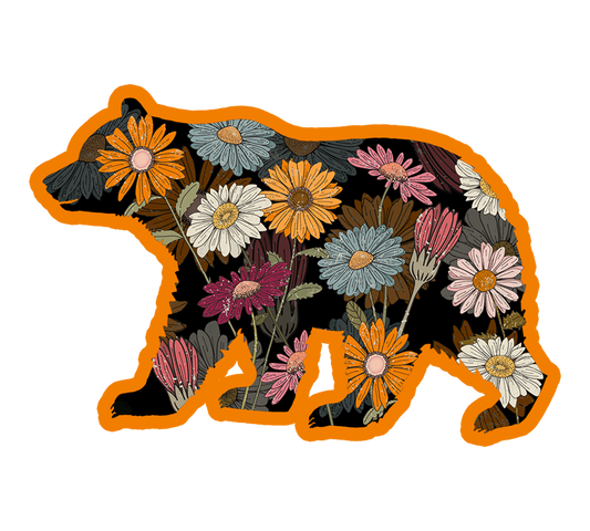Bear Magnet, Yooper Fridge Magnets, Michigan Black Bear with Flowers, Gift for Bear Lovers
