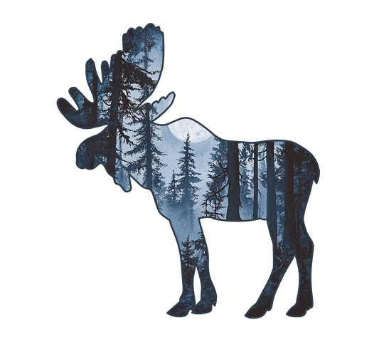 Moose Upper Michigan Magnet, Upper Peninsula Misty Forest Trees