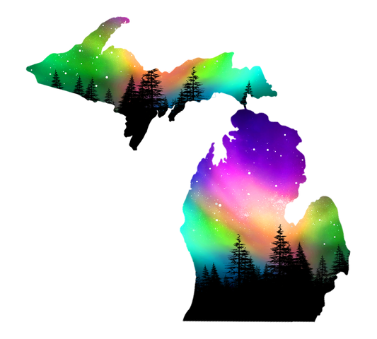 Michigan Northern Lights Magnet, Yooper Magnets, Upper and Lower Michigan Aurora Borealis