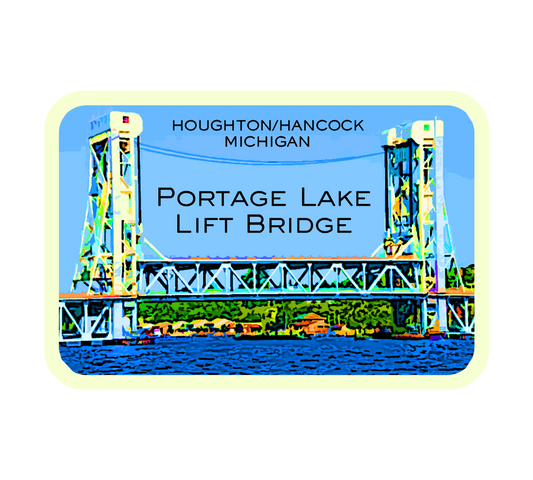 Houghton Hancock Bridge Sticker/Magnet, Michigan Gift, Copper Country, Yooper Decal