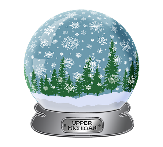 Snow Globe Sticker, Upper Michigan Snowfall, Yooper Decals, Holographic Laminate