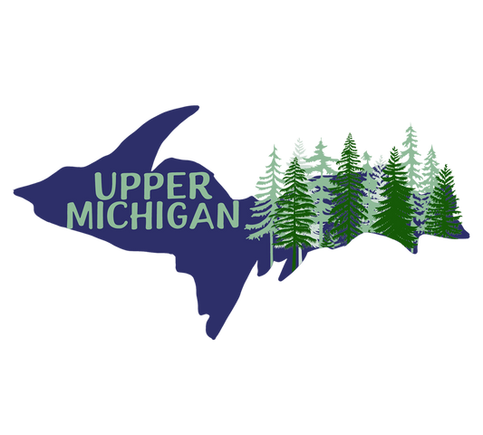 Upper Michigan Trees Sticker, Yooper Decals, UP Peninsula, Pines, Blue and Green
