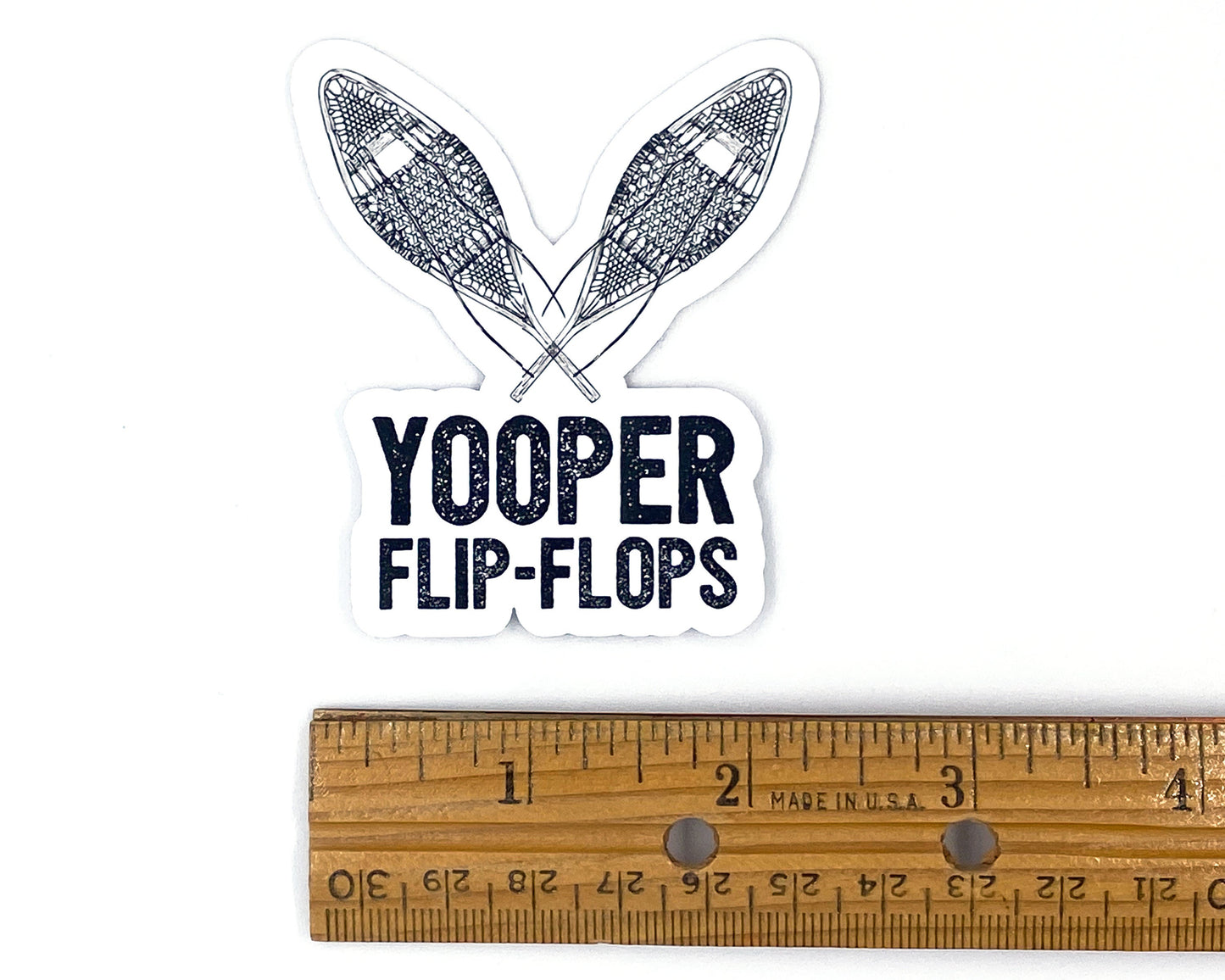 Yooper Sticker/Magnet, Upper Michigan, Yooper Flip-Flops, Snowshoe Design