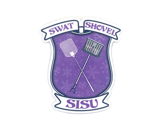 Swat Shovel Sisu Sticker, Finnish Sisu Gift, UP Crest, Mosquitoes and Snow