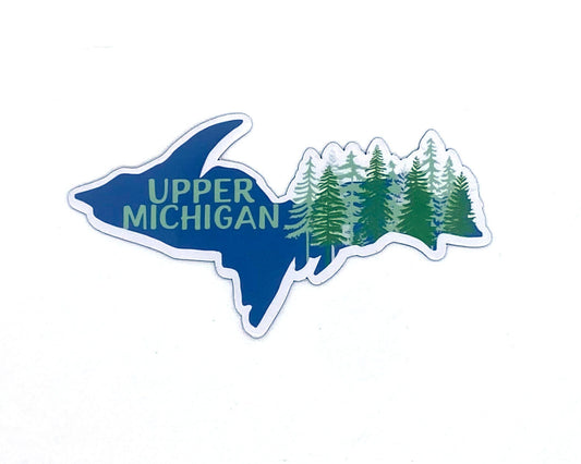 Upper Michigan Trees Sticker, Yooper Decals, UP Peninsula, Pines, Blue and Green