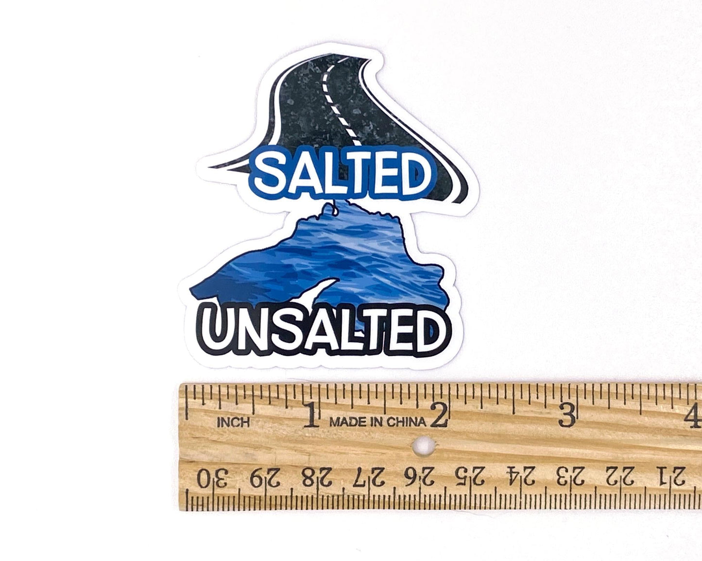 Lake Superior Salted Unsalted Sticker, Salted Roads Highways