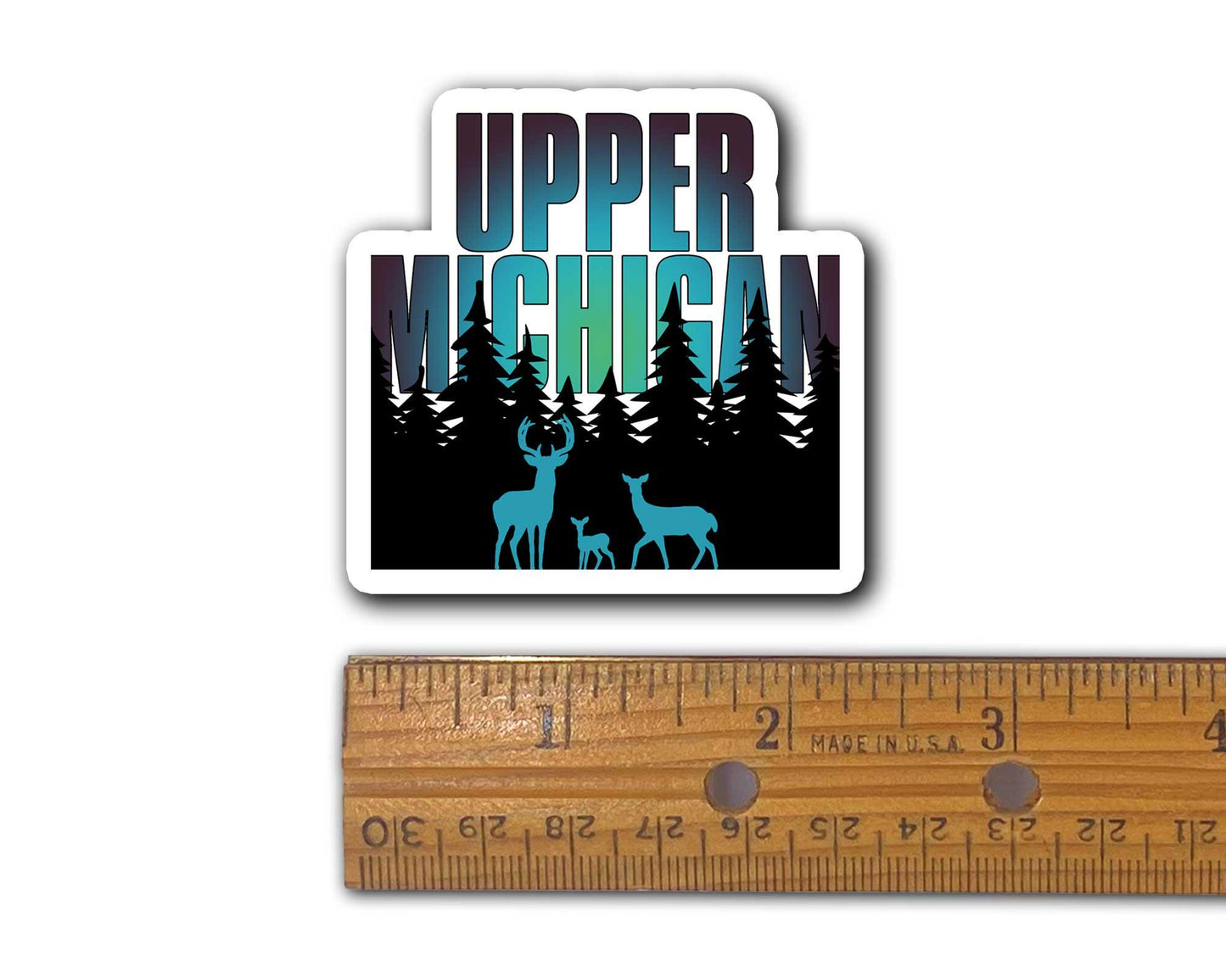 Upper Michigan Magnet, Yooper Fridge Magnets, U.P. Deer Family, Pine Trees