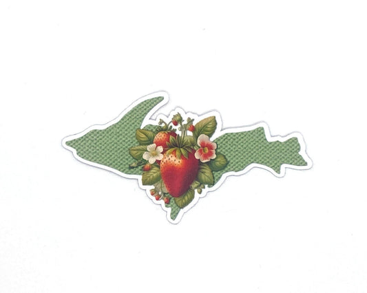 Strawberries Vintage Style U.P. Sticker/Magnet, Strawberry Festival Chassell Michigan
