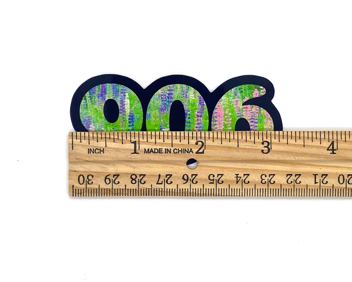 906 Flowers Sticker/Magnet, Area Code, Lupines Green Purple Pink, U.P. Design