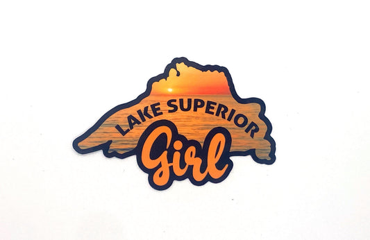 Lake Superior Girl Magnet, Great Lakes Fridge Magnet, Lake Lover Gift for Kitchen, Holographic