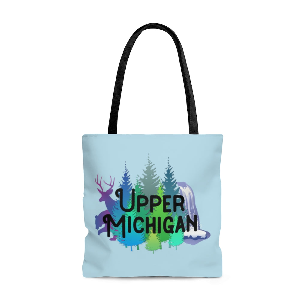 Upper Michigan Tote Bag | Trees, Deer, Bear, Waterfall