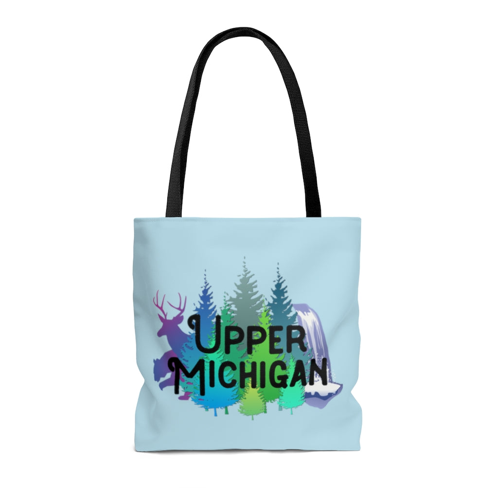 Upper Michigan Tote Bag | Trees, Deer, Bear, Waterfall
