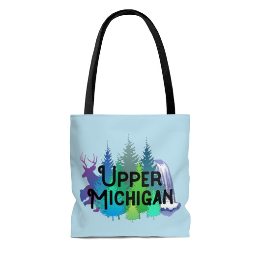 Upper Michigan Tote Bag | Trees, Deer, Bear, Waterfall