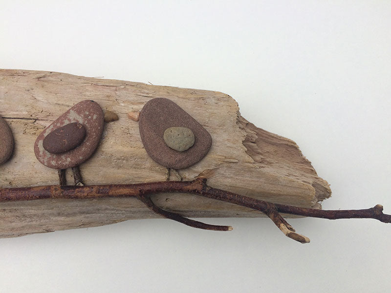 Birds on Branch on Driftwood
