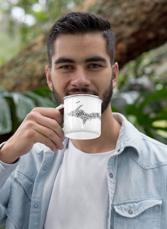 Yooper Enamel Camper Mug | Upper Michigan Camping Cup