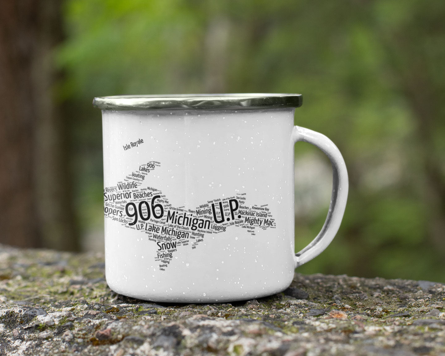 Yooper Enamel Camper Mug | Upper Michigan Camping Cup