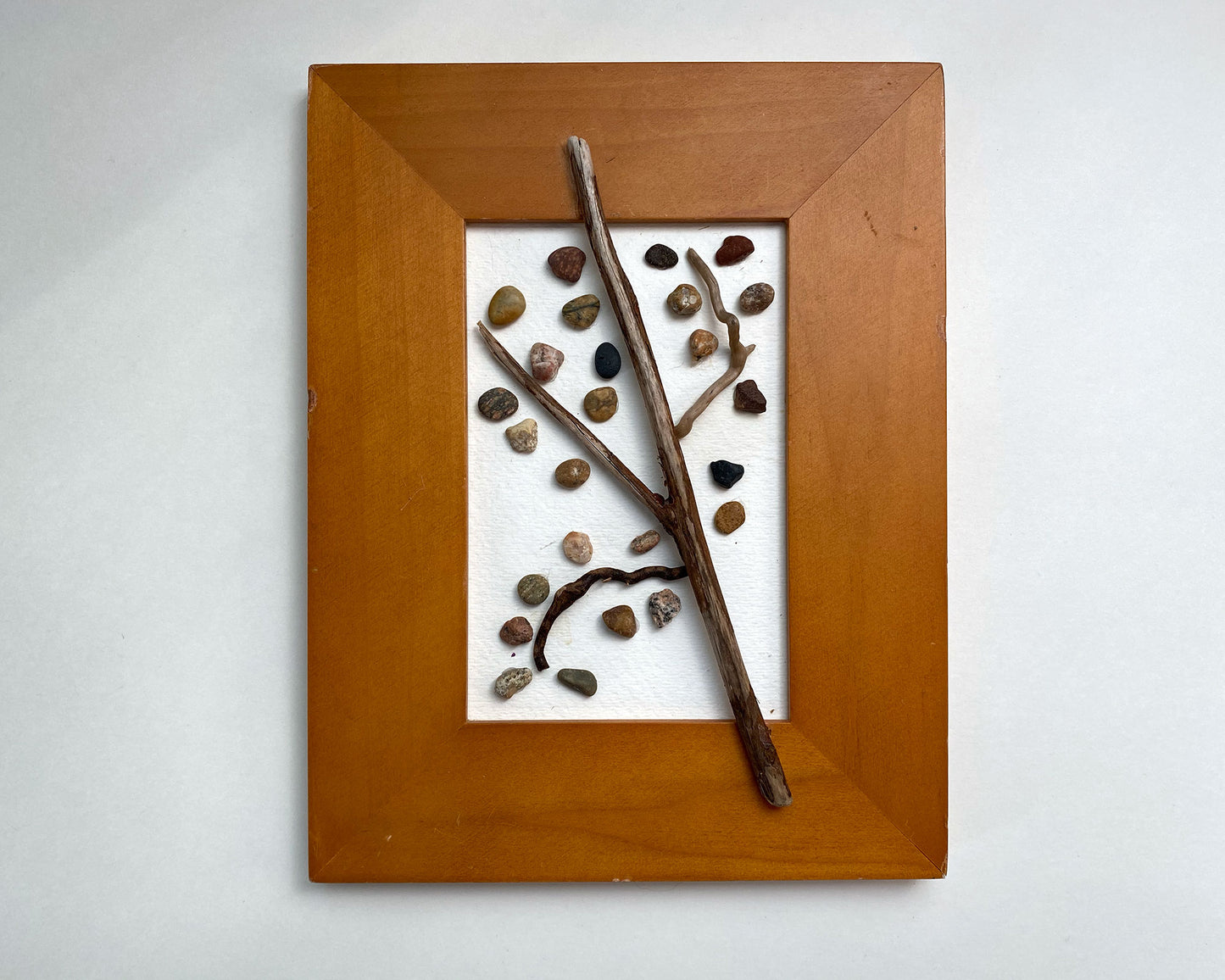 Tree of Rocks in Wood Frame