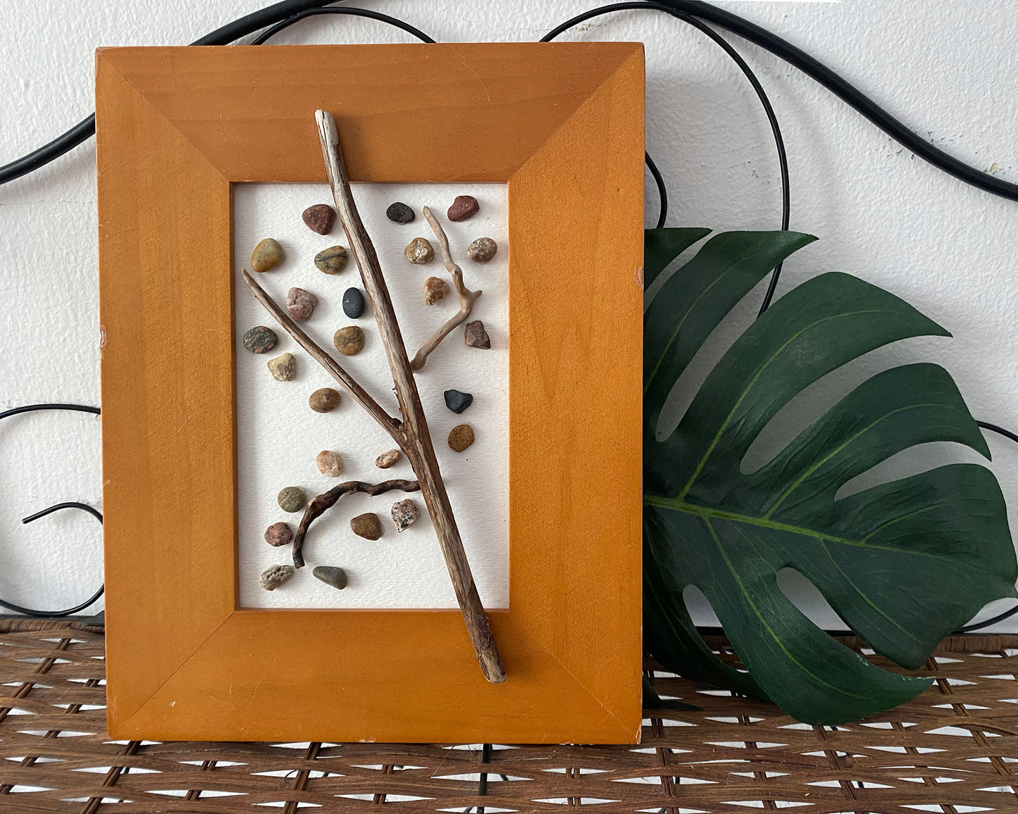 Tree of Rocks in Wood Frame