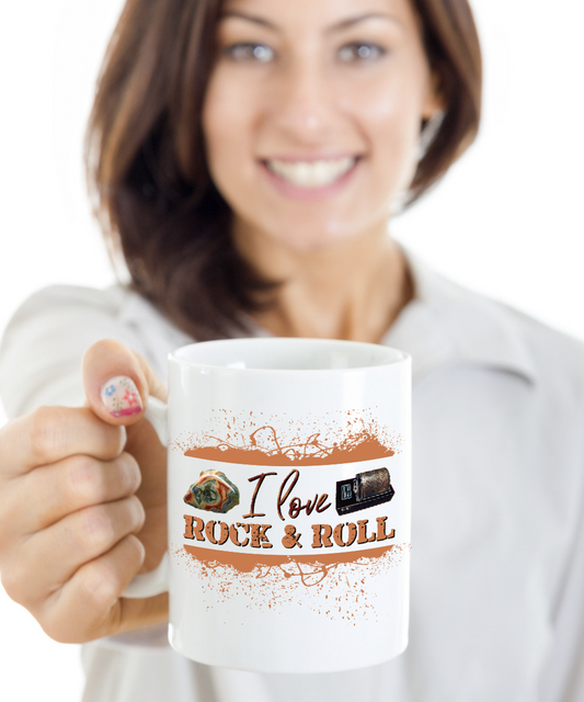 I Love Rock and Roll Mug Agate and Rock Tumbler