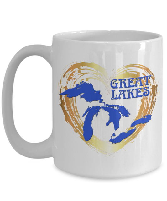 Love Great Lakes Coffee Mug - Gold Heart