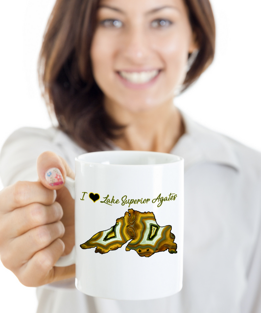 I Love (Heart) Lake Superior Agates Mug