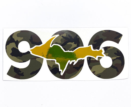 906 Car Decal | Upper Michigan Decals | 906 Camo and Metal Look