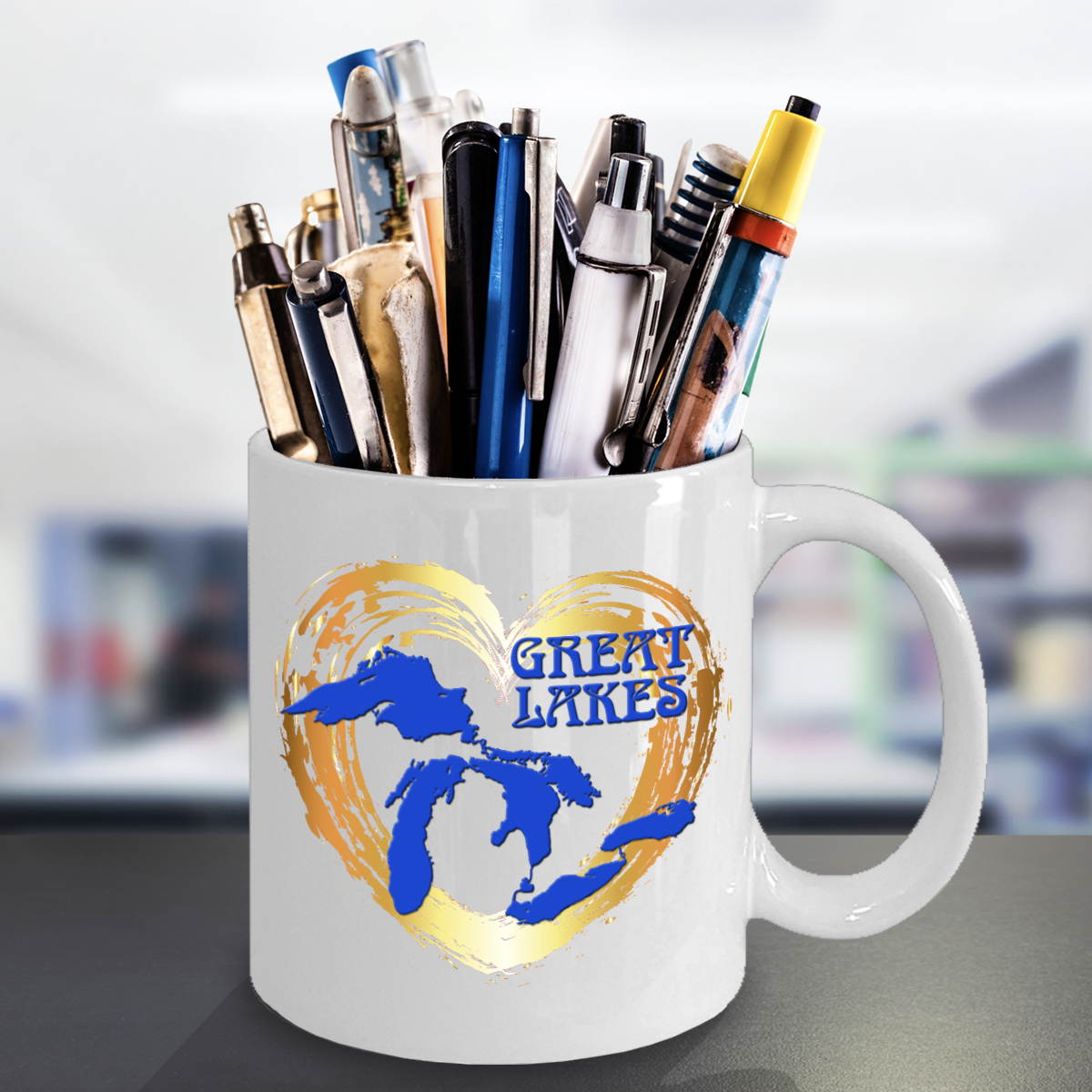 Love Great Lakes Coffee Mug - Gold Heart