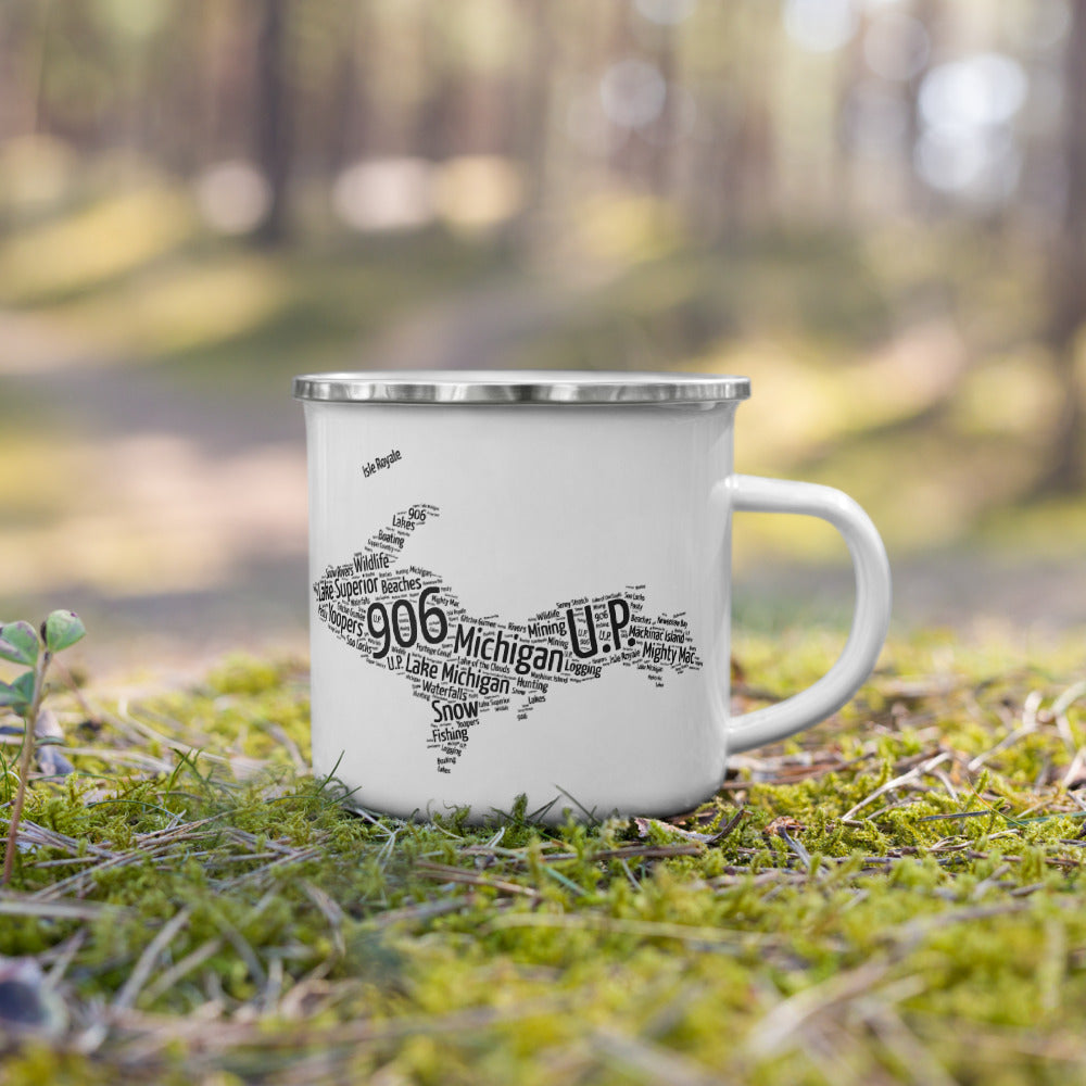 Yooper Enamel Camper Mug | Upper Michigan Camping Cup