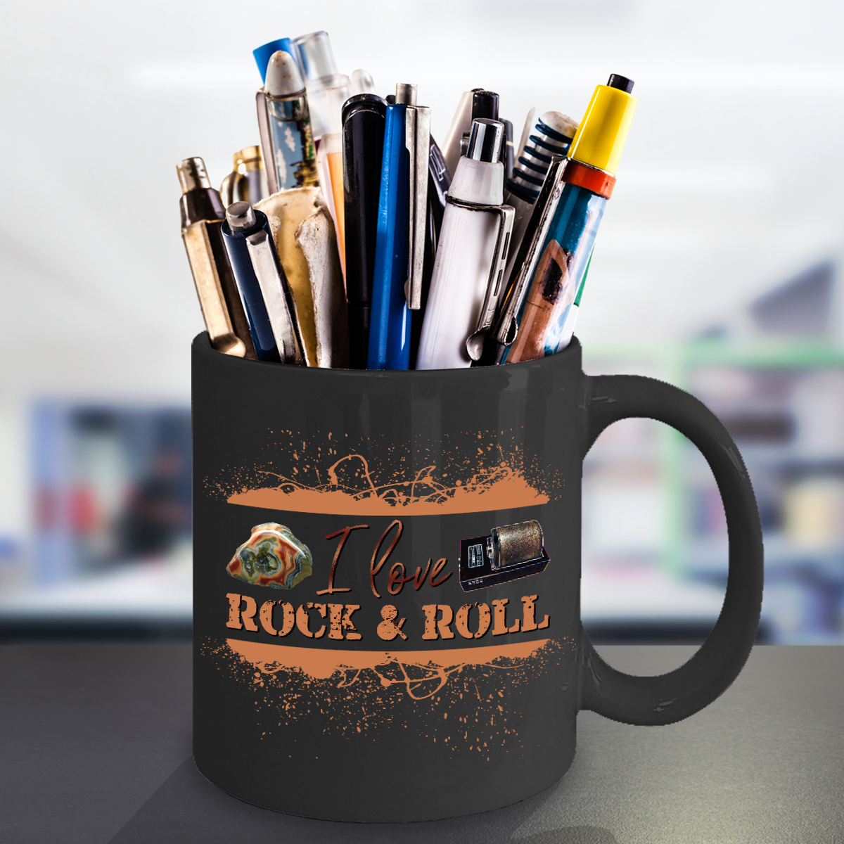 I Love Rock and Roll Mug Agate and Rock Tumbler