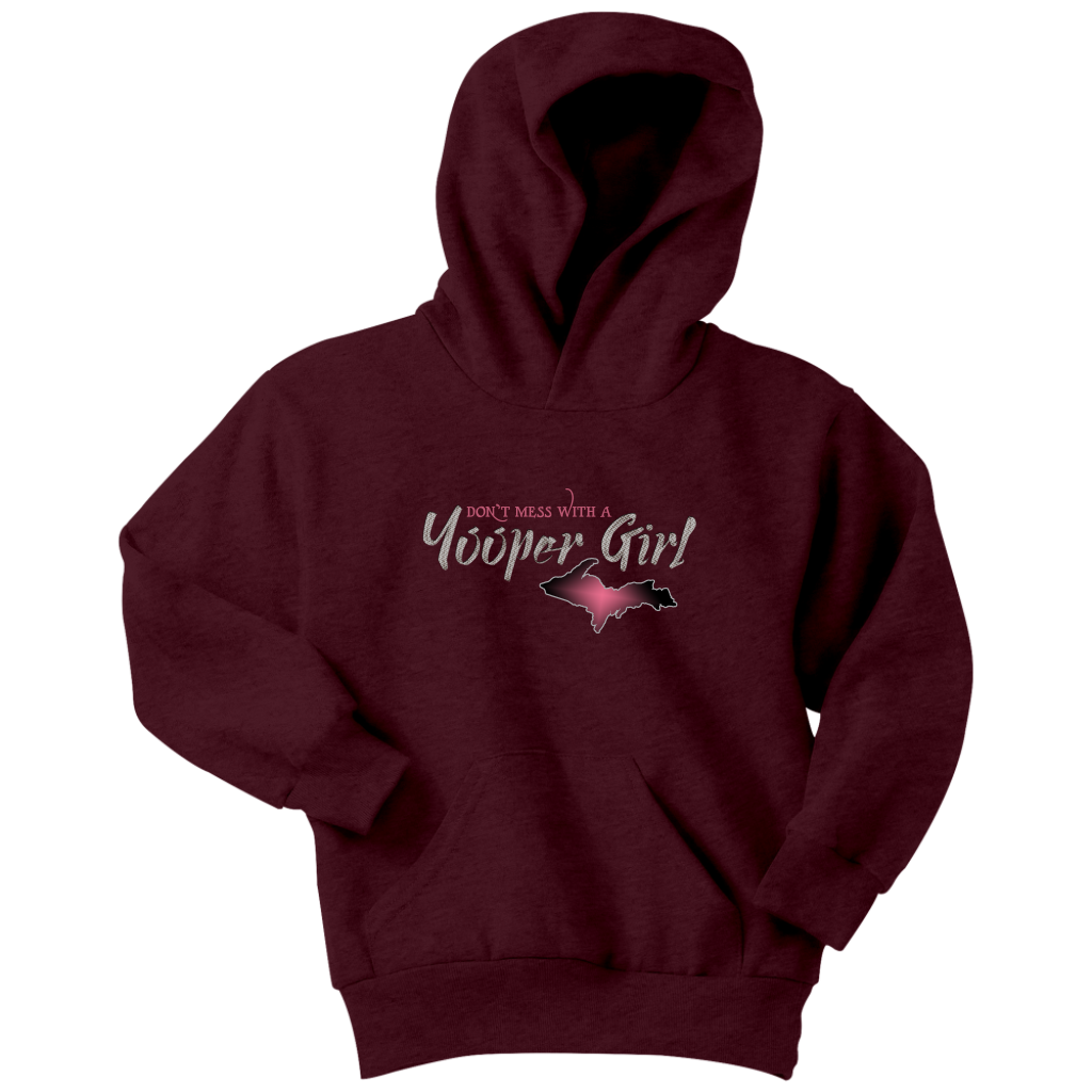 Yooper Girl Youth Hoodie | Upper Michigan Hooded Sweatshirt for Girls