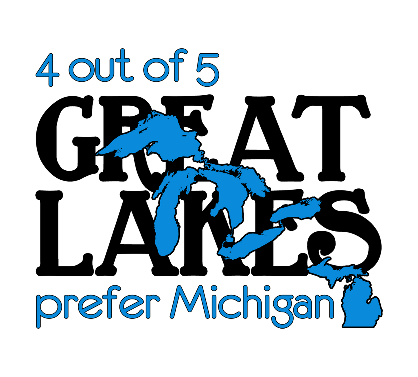 Great Lakes Michigan Sticker, Lake Lover Gift, 4 out of 5 Prefer Michigan