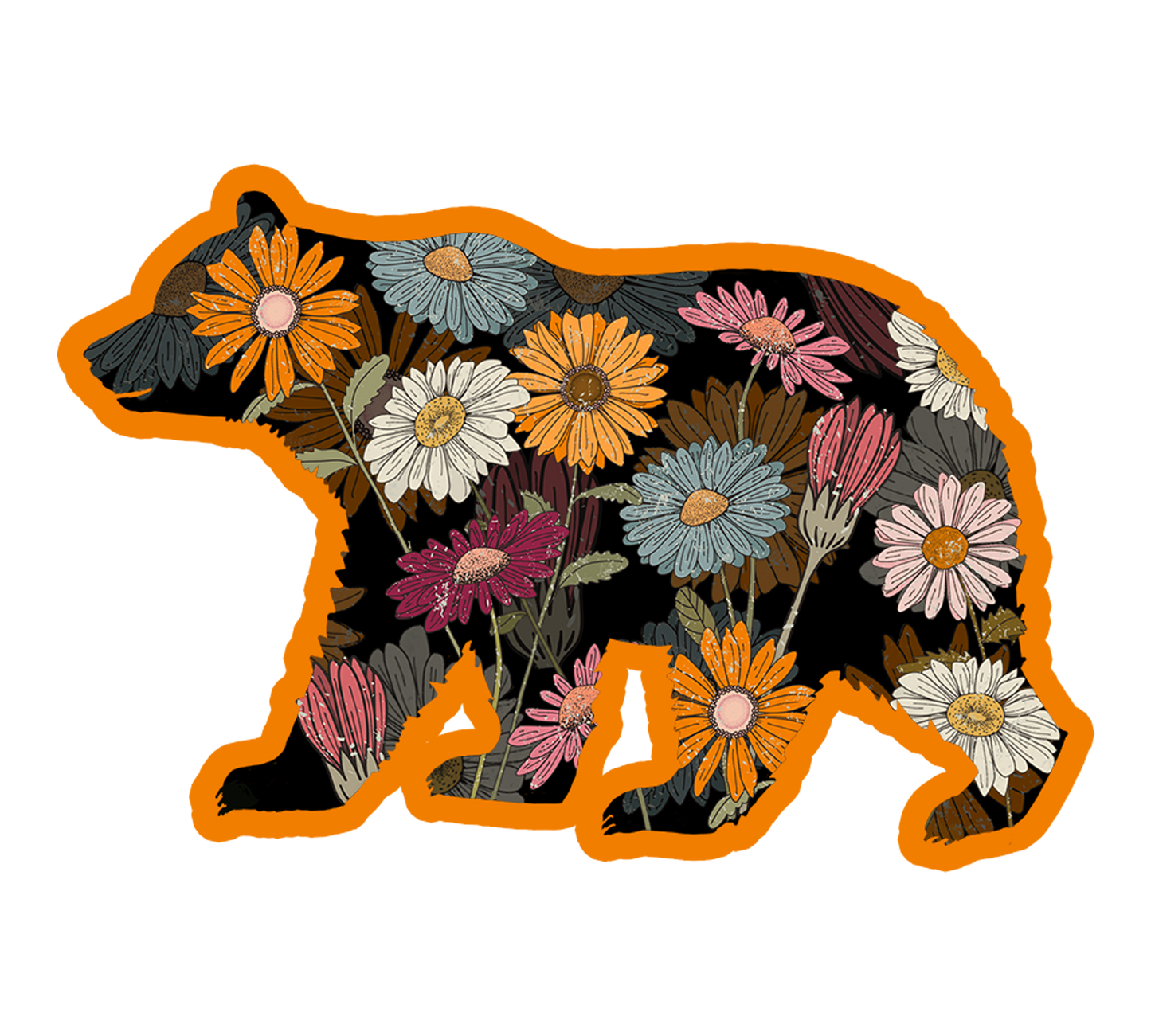 Michigan Bear Sticker, Black Bear with Flowers, Yooper Gift for Bear Lovers