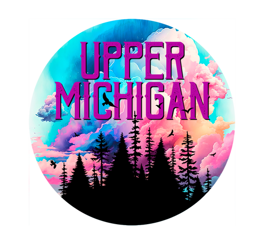 Upper Michigan Trees and Clouds Sticker, Yooper Gift, U.P. Stickers