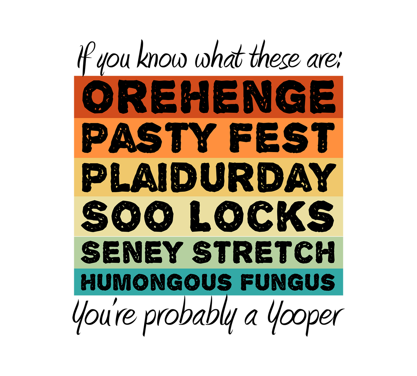 Yooper Sticker/Magnet, Orehenge Pasty Fest Plaidurday Soo Locks Seney Stretch Humongous Fungus