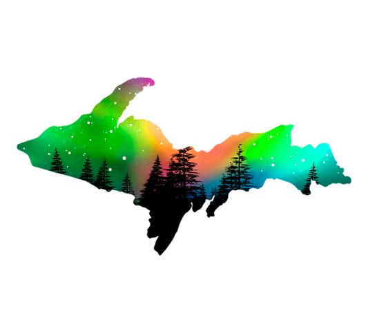 Northern Lights U.P. Magnet, Aurora Borealis Design, Upper Michigan