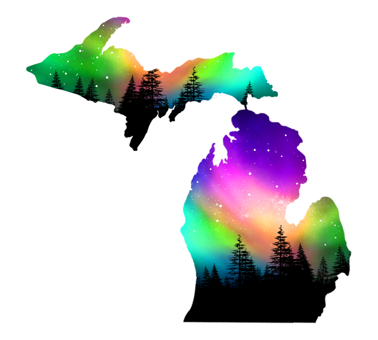Michigan Northern Lights Magnet, Yooper Magnets, Upper and Lower Michigan Aurora Borealis