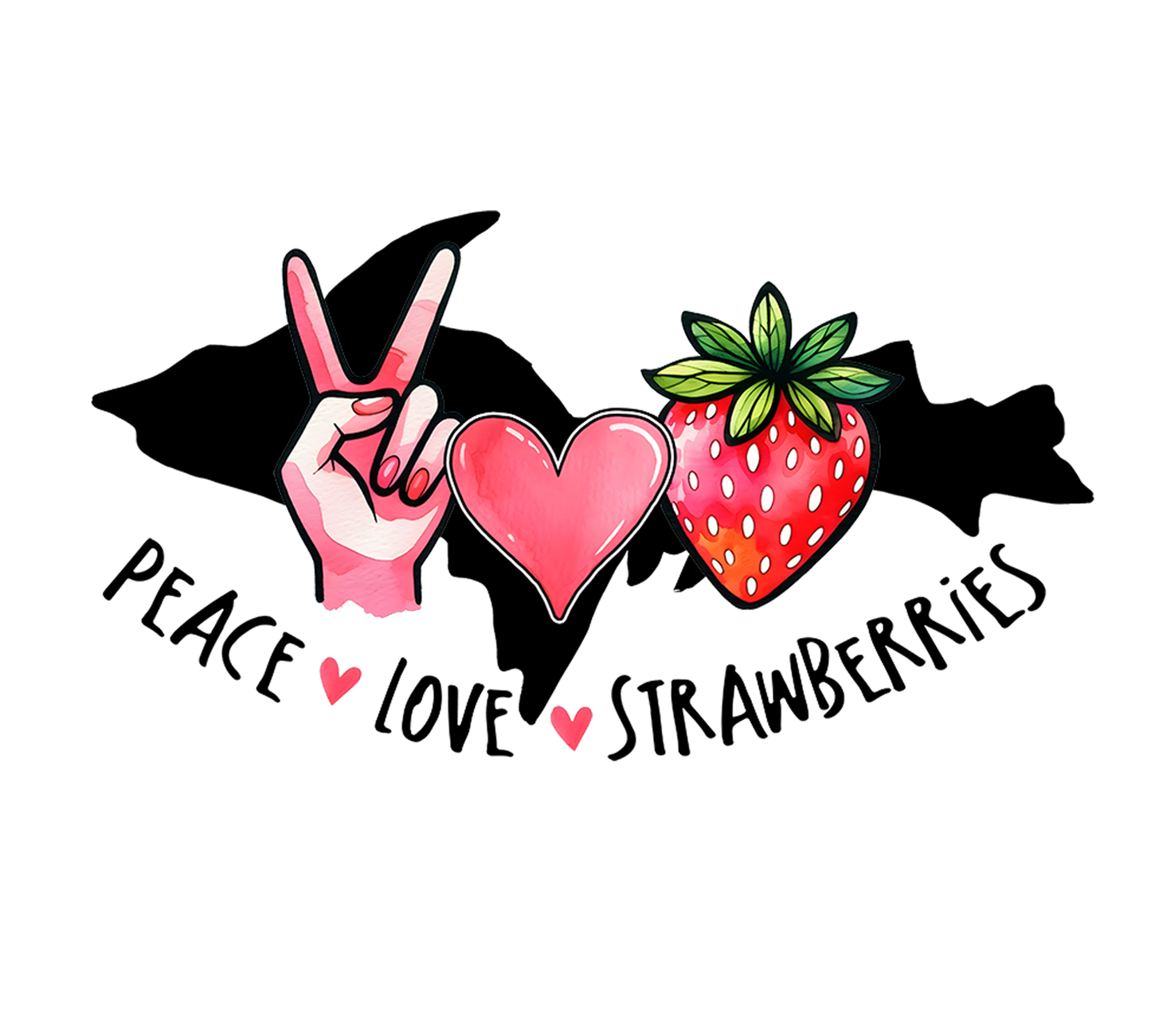 Strawberries U.P. Magnet, Peace Love, Strawberry Festival Chassell Michigan