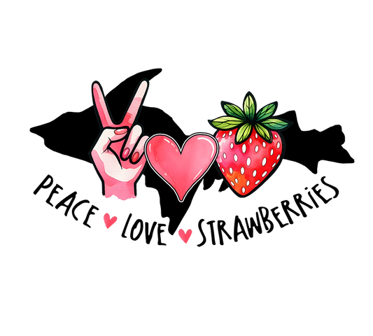Strawberries U.P. Magnet, Peace Love, Strawberry Festival Chassell Michigan
