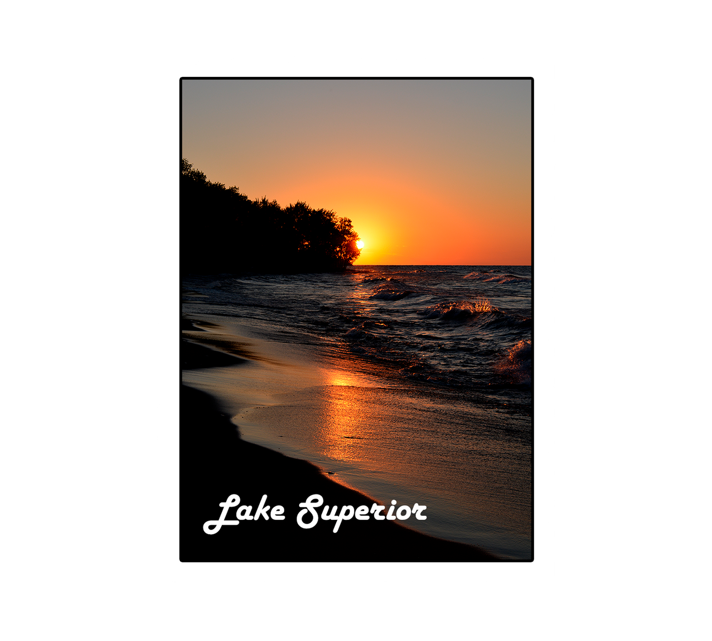 Lake Superior Sunset Magnet, Postage Stamp, Great Lakes Lover Gift