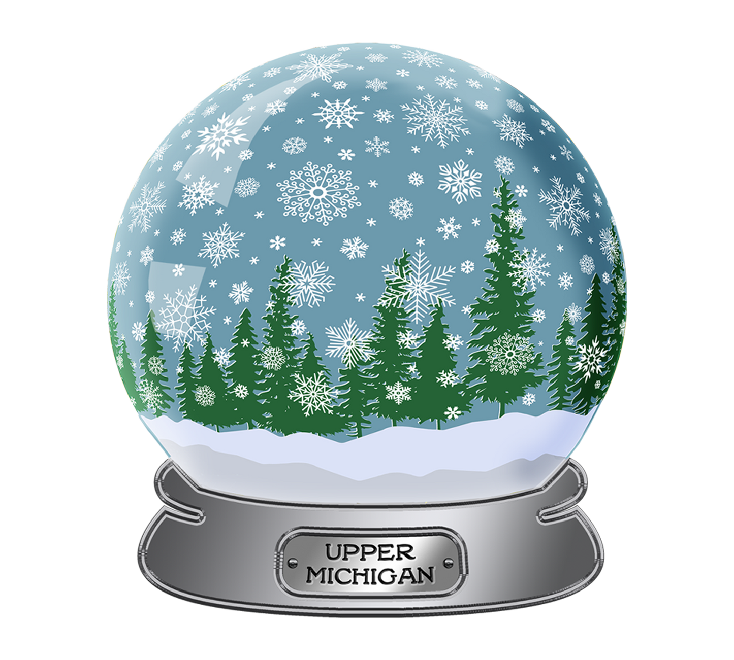 Snow Globe Magnet, Upper Michigan Snowfall, Yooper Fridge Magnets, UP Holographic Laminate
