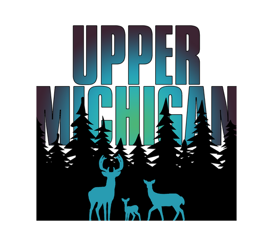 Upper Michigan Magnet, Yooper Fridge Magnets, U.P. Deer Family, Pine Trees
