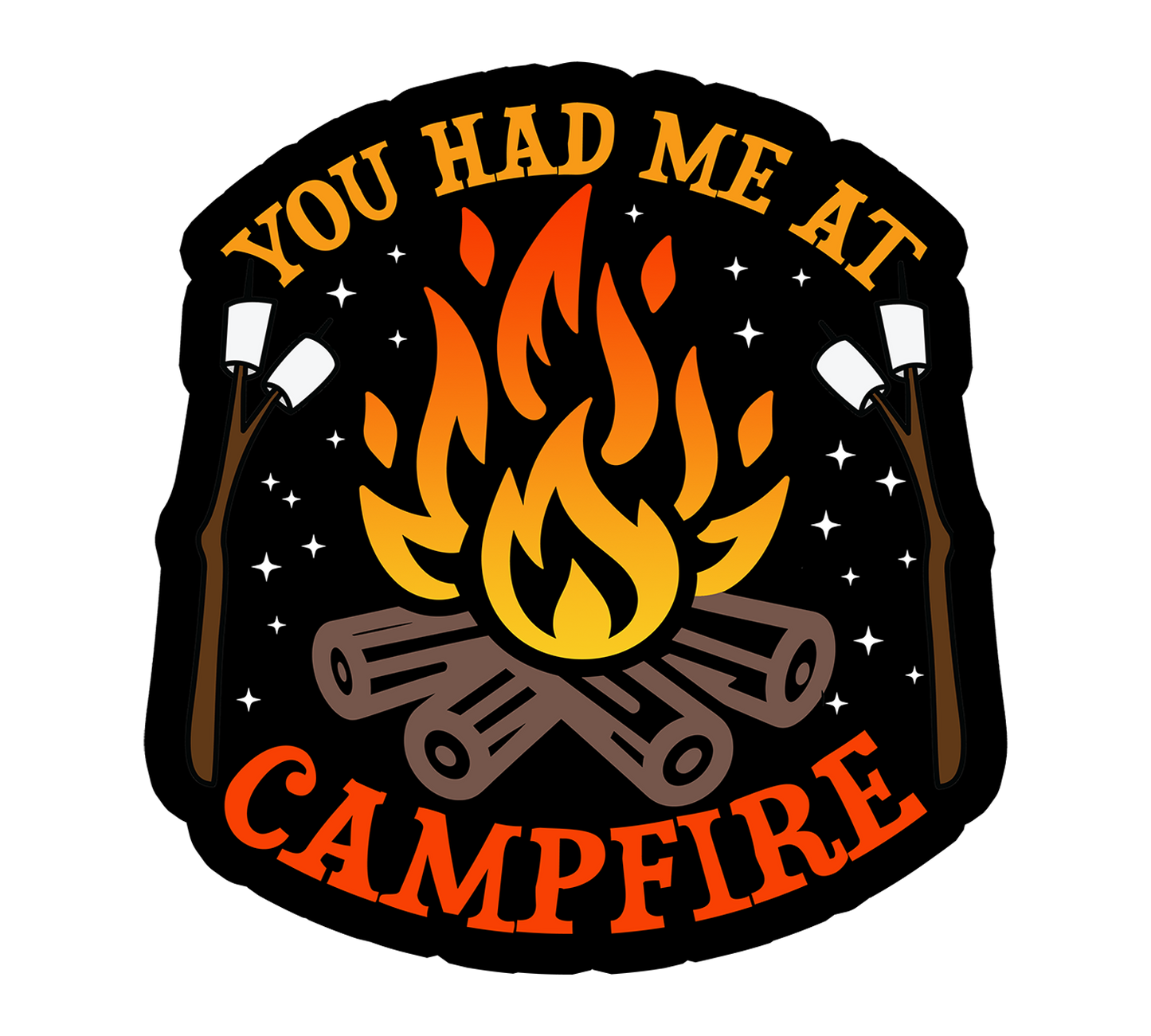 Cute Camping Yooper Fridge Magnets, You Had Me at Campfire, Logs Fire Stars Marshmallows, Upper Michigan