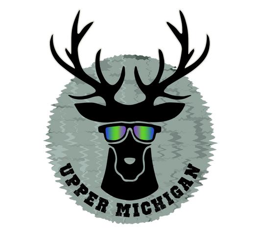 Upper Michigan Deer Sticker, Yooper Deer Hunter Gift, Buck, Antlers, Sunglasses