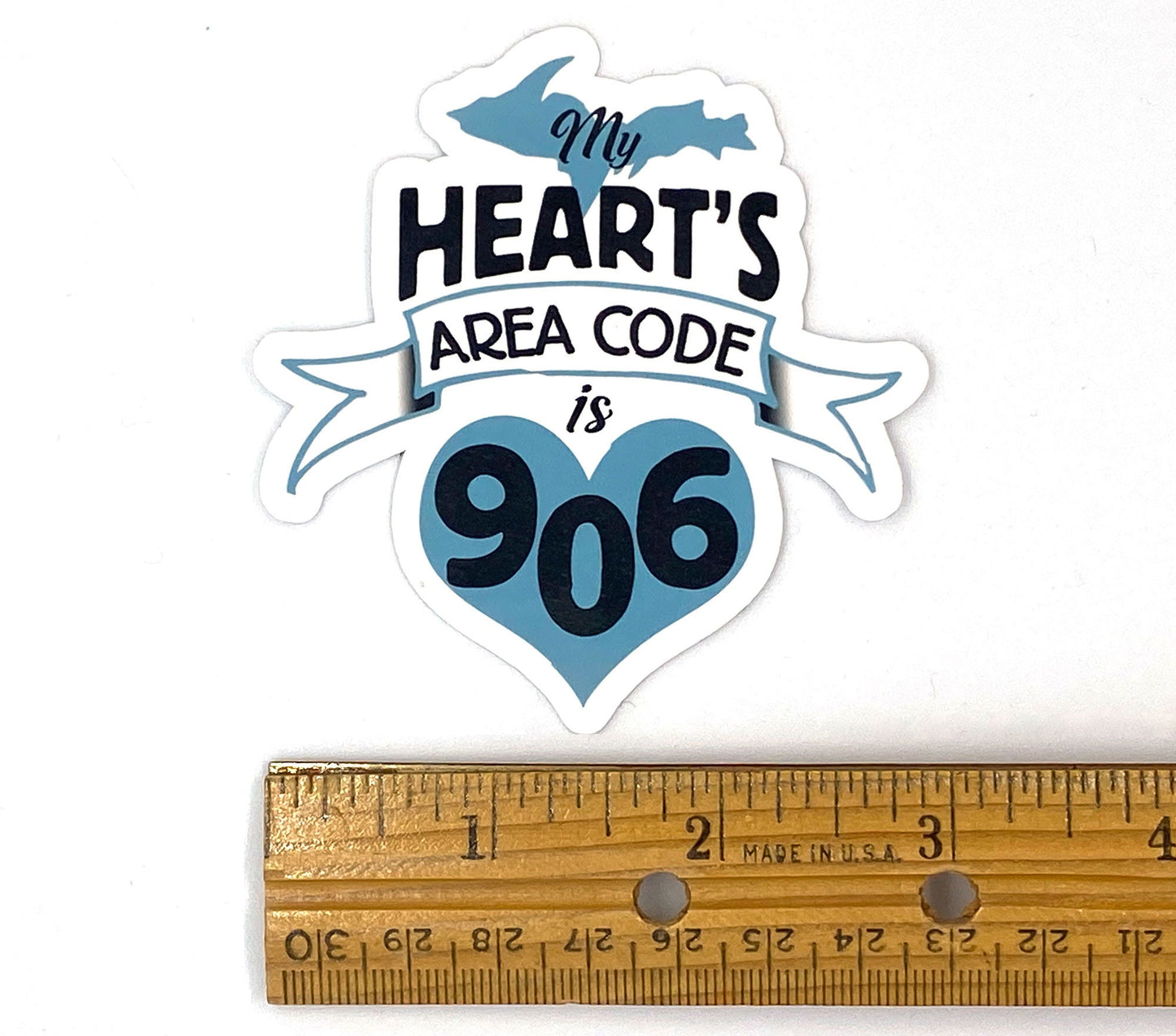 906 Upper Michigan Sticker/Magnet, 906 Gift for Yooper, Heart's Area Code