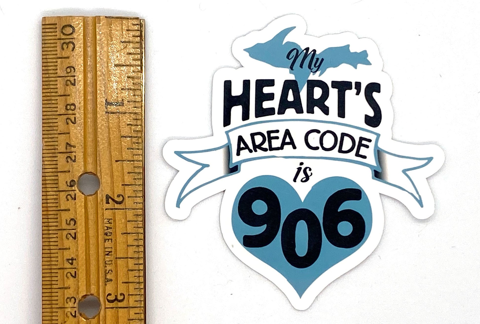 906 Upper Michigan Sticker/Magnet, 906 Gift for Yooper, Heart's Area Code