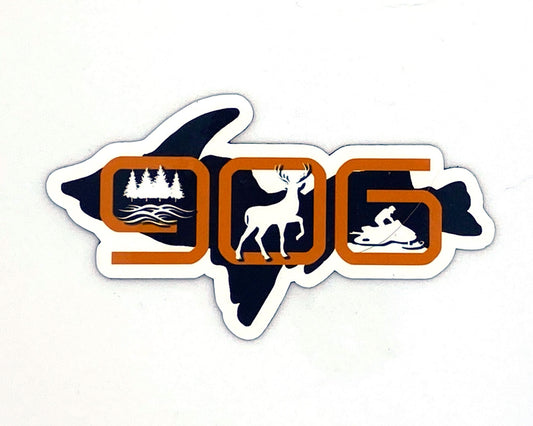906 Sticker/Magnet, Upper Michigan 906 Gifts, Hunting Snowmobiling