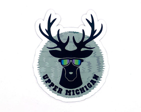 Upper Michigan Deer Magnet, Yooper Deer Hunter Gift, Buck, Antlers, Sunglasses