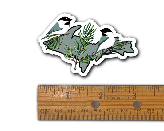 Chickadee Upper Michigan Magnet, Yooper Fridge Magnets, Birds and Pine Needles on Upper Peninsula