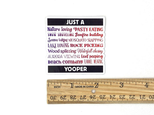 Yooper Sticker, Upper Michigan Resident Gift, Flannel Pasty Snow Beach Lake