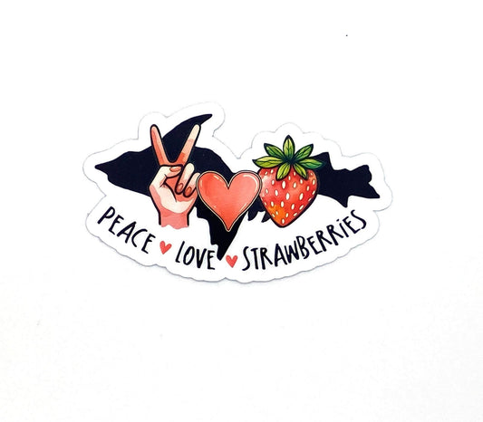 Strawberries U.P. Magnet, Peace Love, Strawberry Festival Chassell Michigan